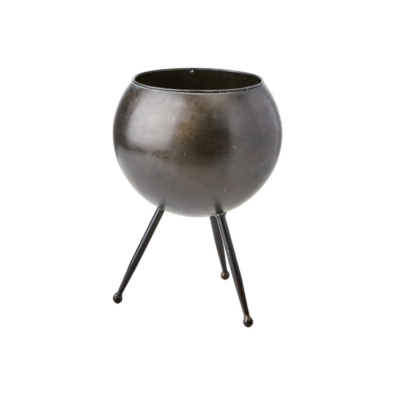 POT BALL ON STAND RUST BLACK